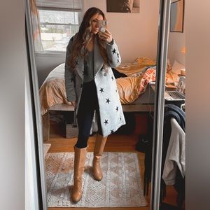 Avec Les Filles Double Face Star Print Raglan Coat